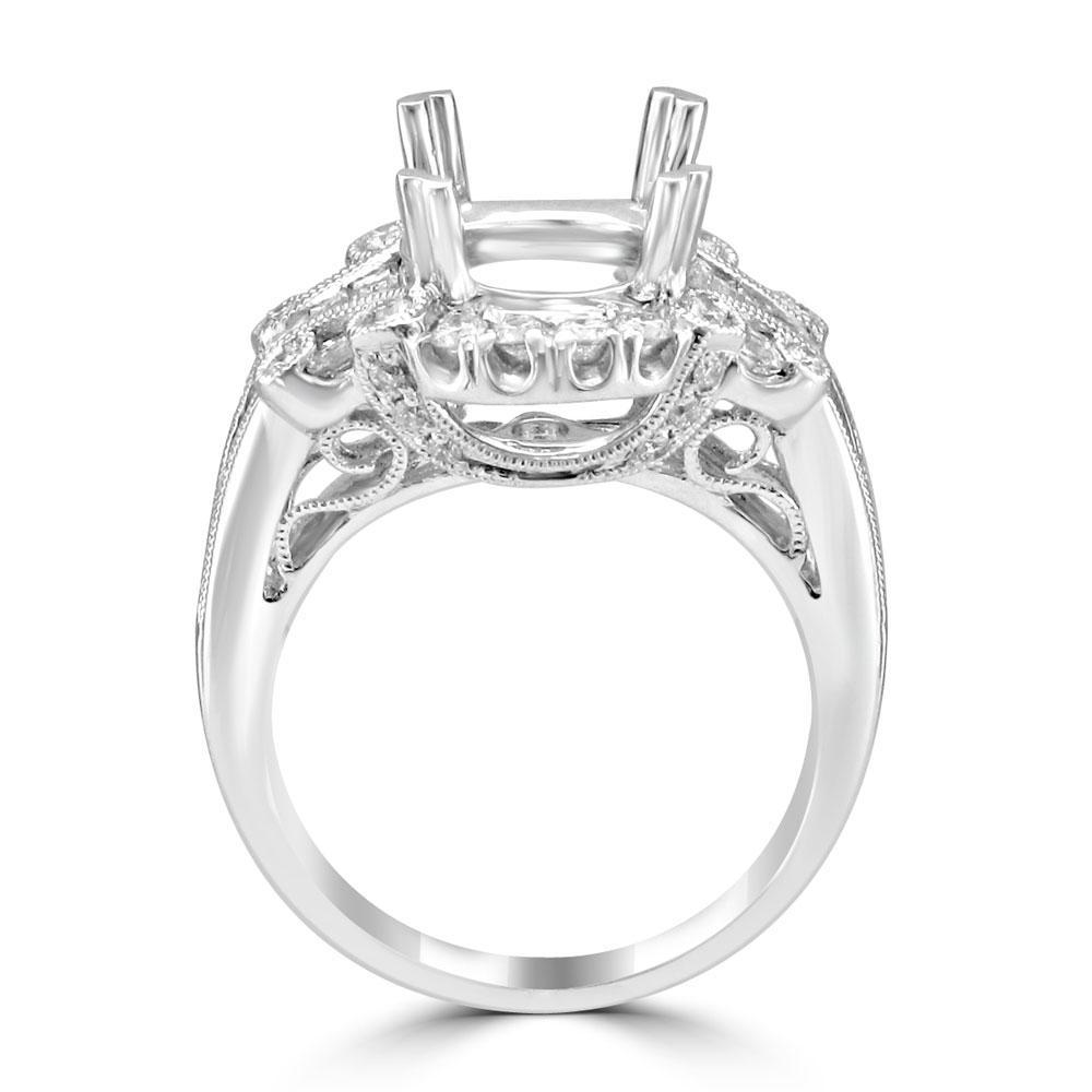 18KT White Gold 1.05 CTW Diamond Setting for 2.5-3.5 CT Round 4,4.5,5,5.5,6,6.5,7,7.5,8,8.5,9