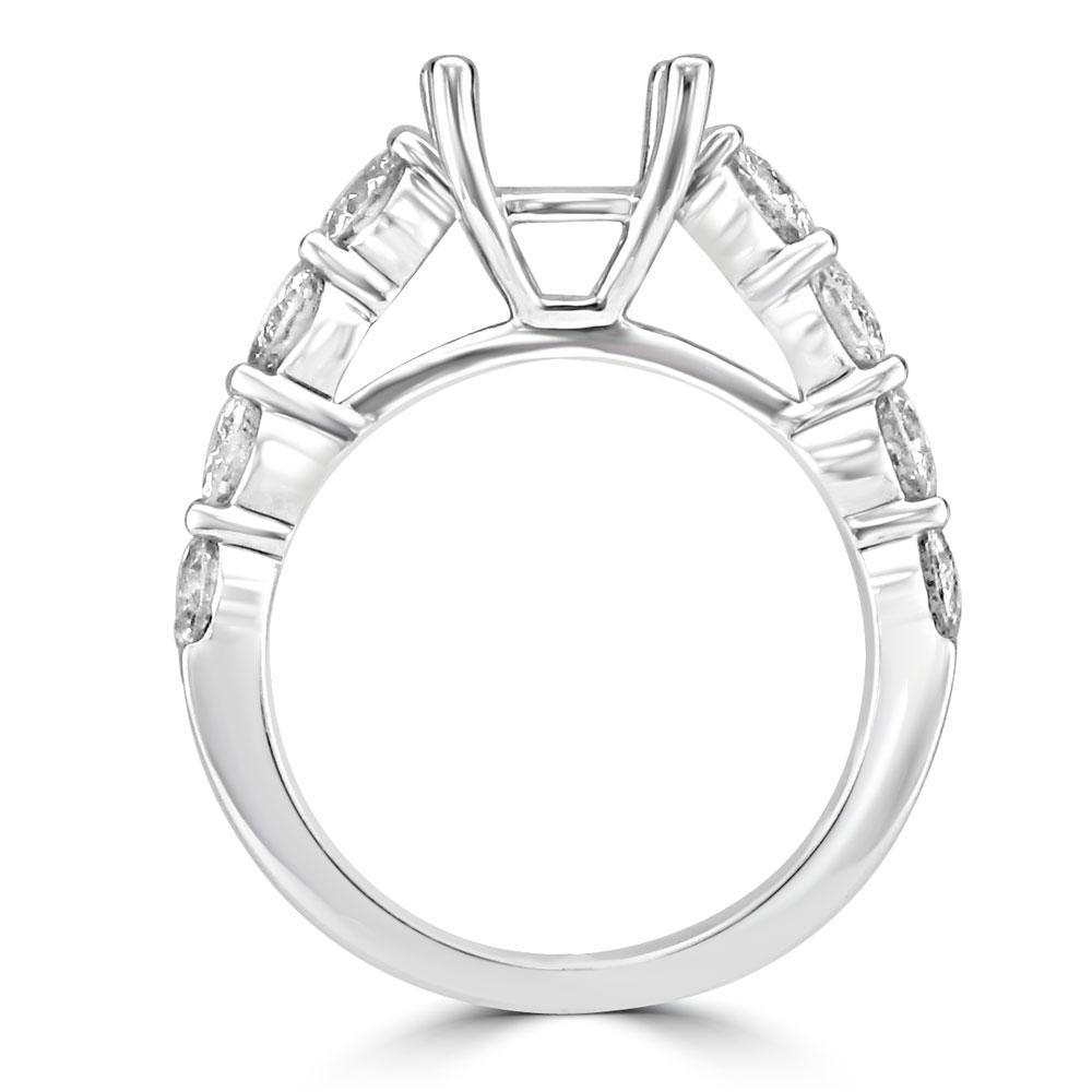 14KT White Gold 1 3/4 CTW Diamond Accent Setting for 1.25-1.5 CT Round 4,4.5,5,5.5,6,6.5,7,7.5,8,8.5,9