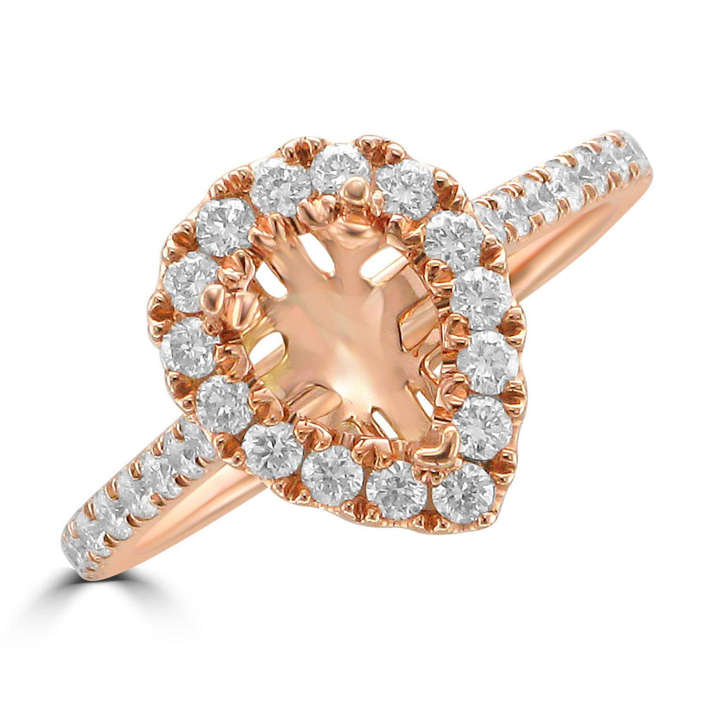 14KT Rose Gold .59 CTW Diamond Halo Setting for 1.25-1.50 CT Pear 4,4.5,5,5.5,6,6.5,7,7.5,8,8.5,9