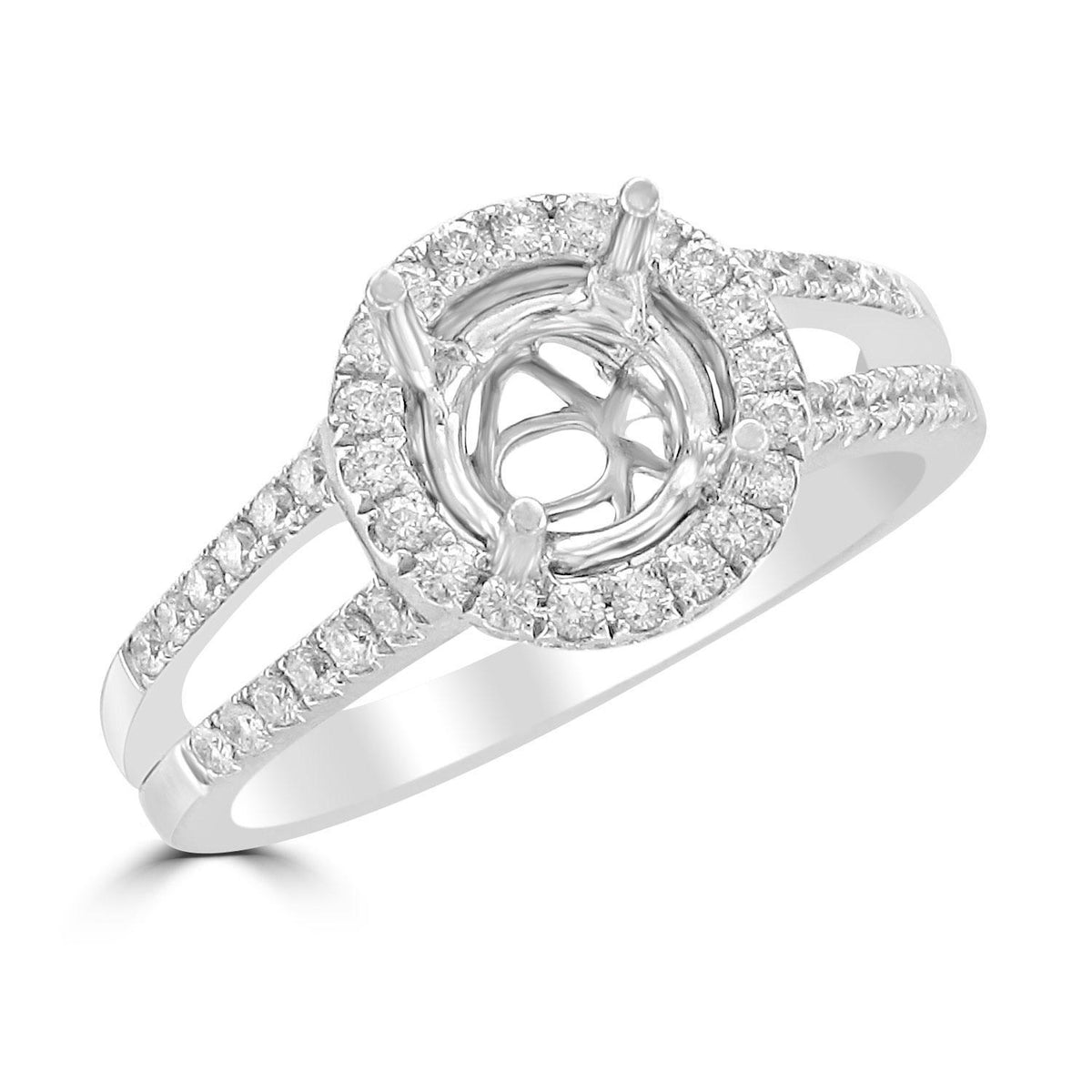 18KT White Gold .47 CTW Diamond Halo Setting for 1-1.25 CT Round 4,4.5,5,5.5,6,6.5,7,7.5,8,8.5,9