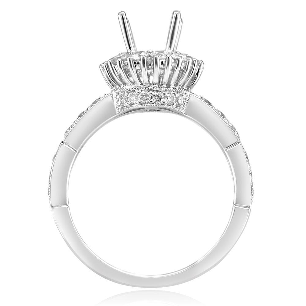 14KT White Gold 1.00 CTW Diamond Halo Setting for .75-1.25 CT Round 4,4.5,5,5.5,6,6.5,7,7.5,8,8.5,9