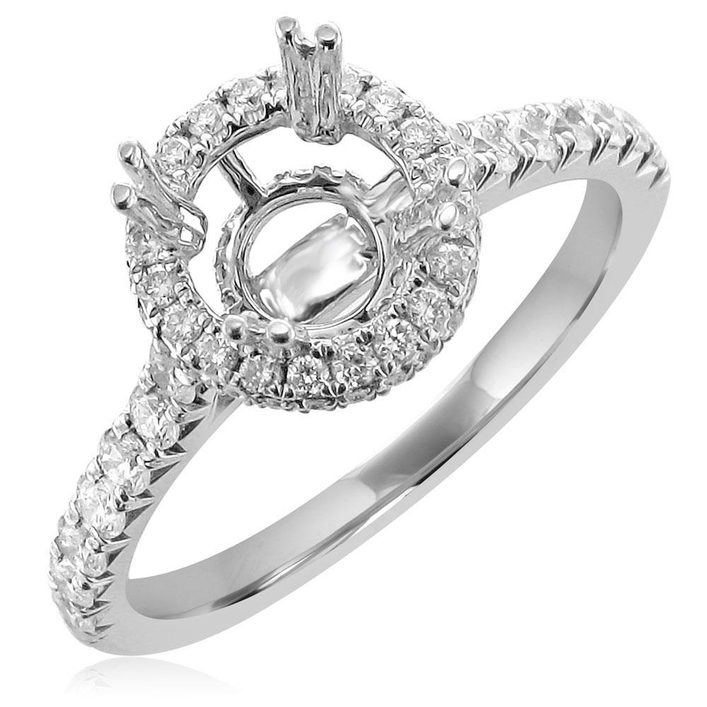 14KT White Gold 2/3 CTW Diamond Halo Setting for 1 CT Round 4,4.5,5,5.5,6,6.5,7,7.5,8,8.5,9