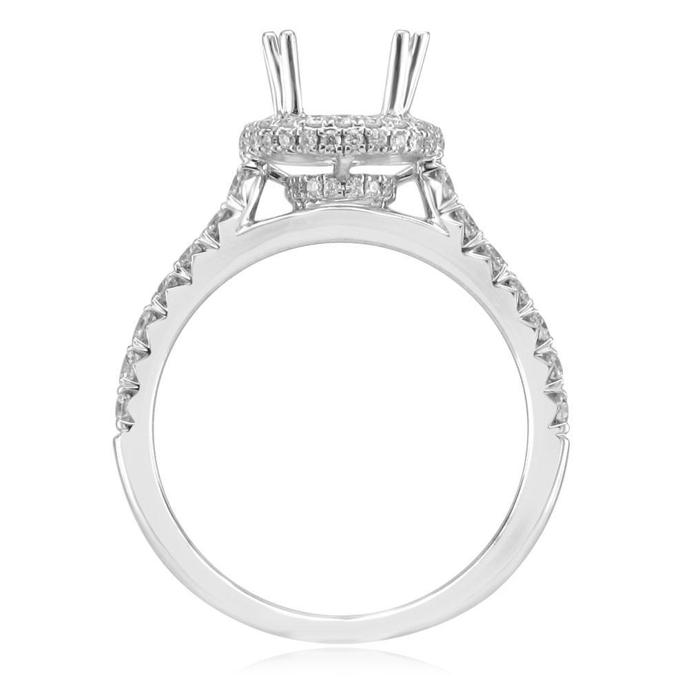 14KT White Gold 2/3 CTW Diamond Halo Setting for 1 CT Round 4,4.5,5,5.5,6,6.5,7,7.5,8,8.5,9