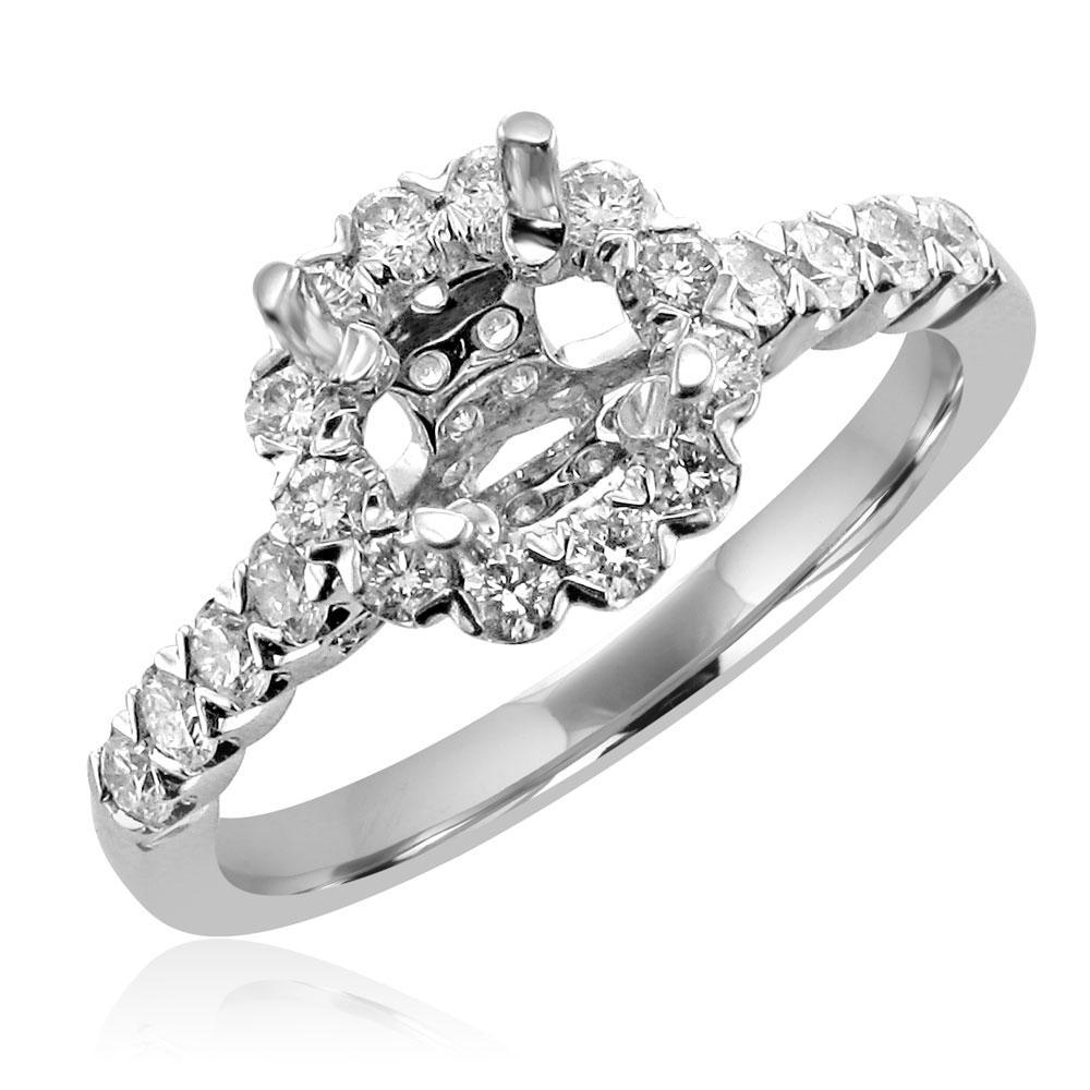 14KT White Gold .62 CTW Diamond Halo Setting for 1 CT Round 4,4.5,5,5.5,6,6.5,7,7.5,8,8.5,9