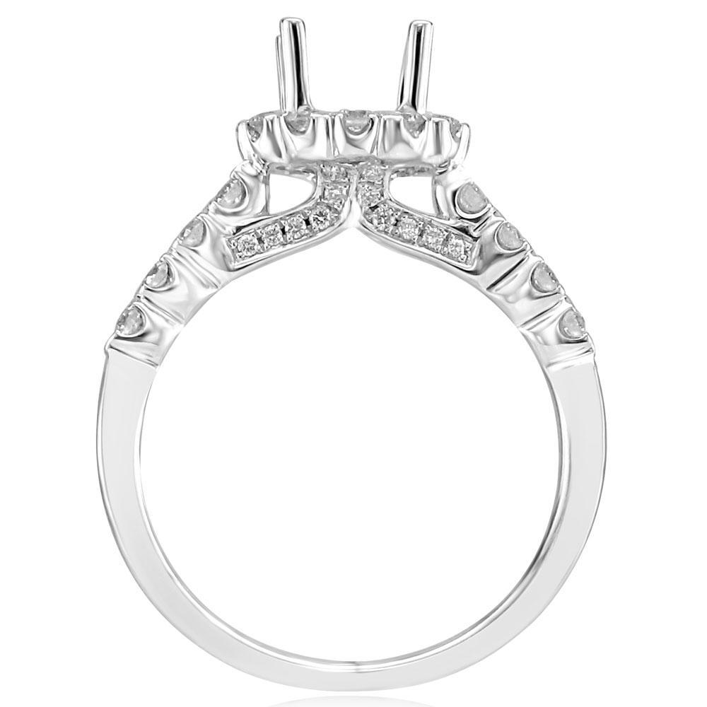 14KT White Gold .62 CTW Diamond Halo Setting for 1 CT Round 4,4.5,5,5.5,6,6.5,7,7.5,8,8.5,9