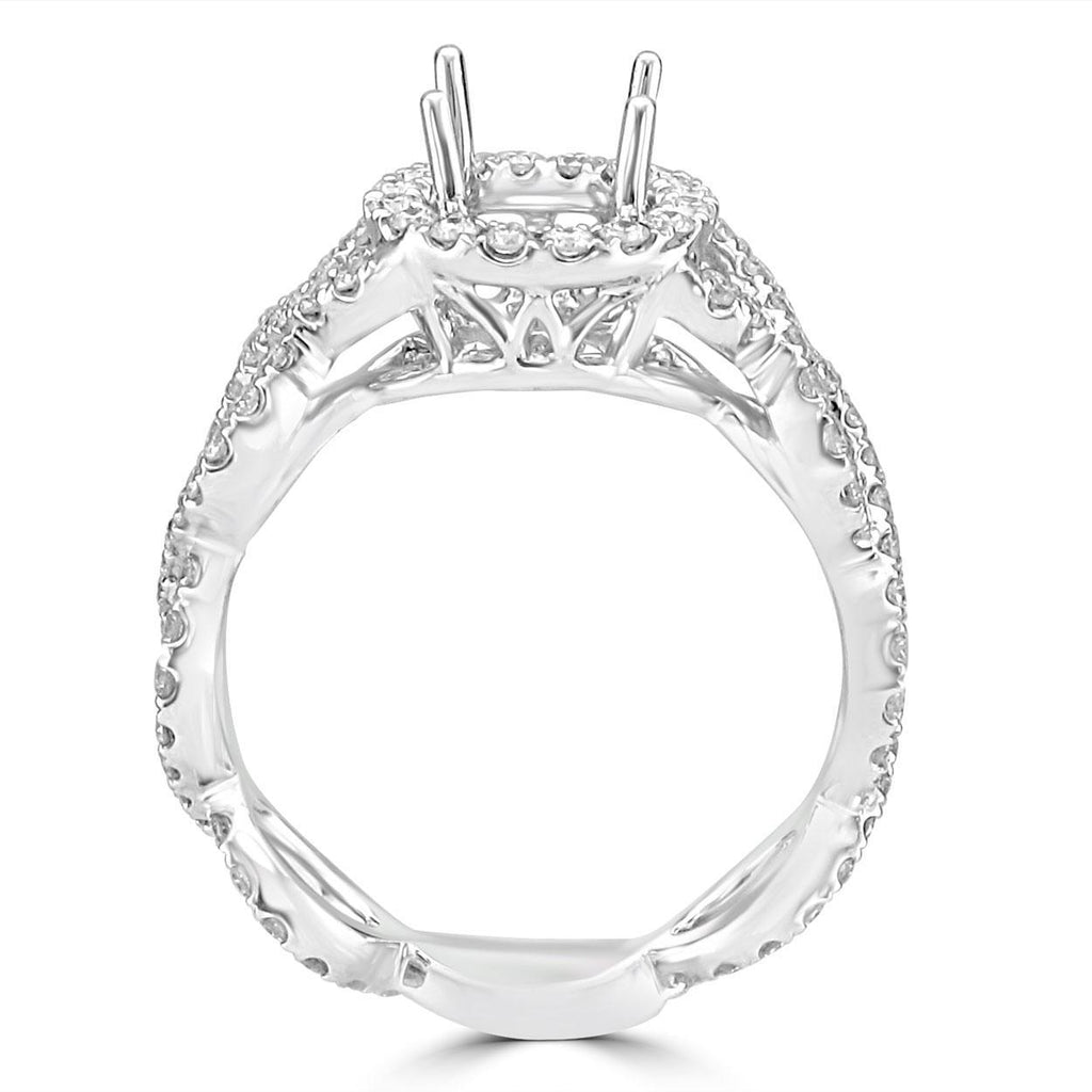 14KT White Gold 8/10 CTW Diamond Halo Setting for 1 CT Round 4,4.5,5,5.5,6,6.5,7,7.5,8,8.5,9