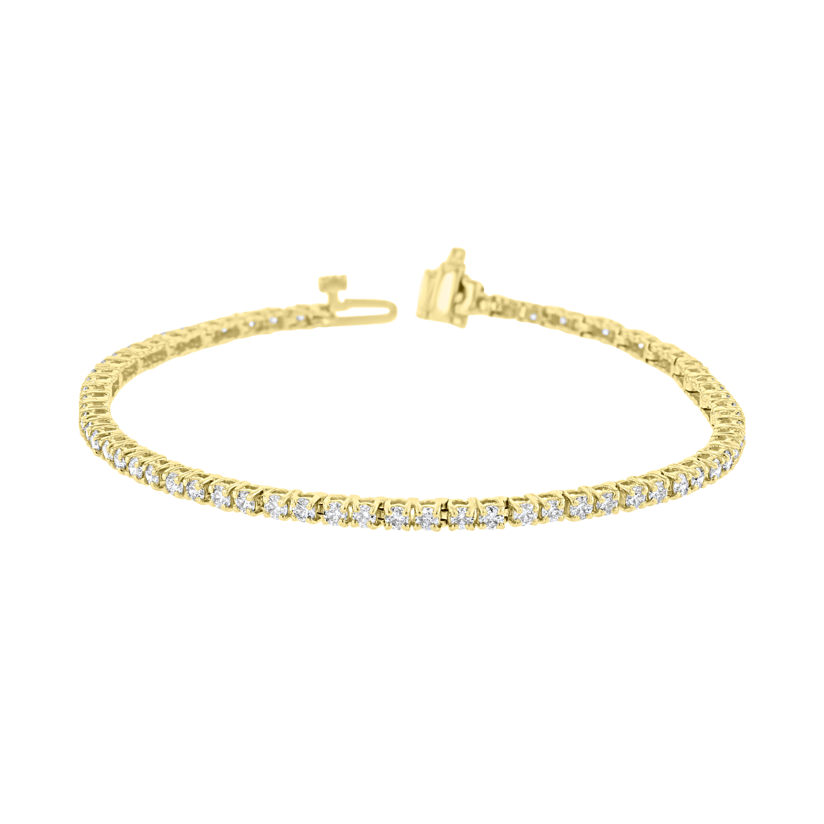 18KT YELLOW GOLD 3 CARAT ROUND DIAMOND TENNIS BRACELET