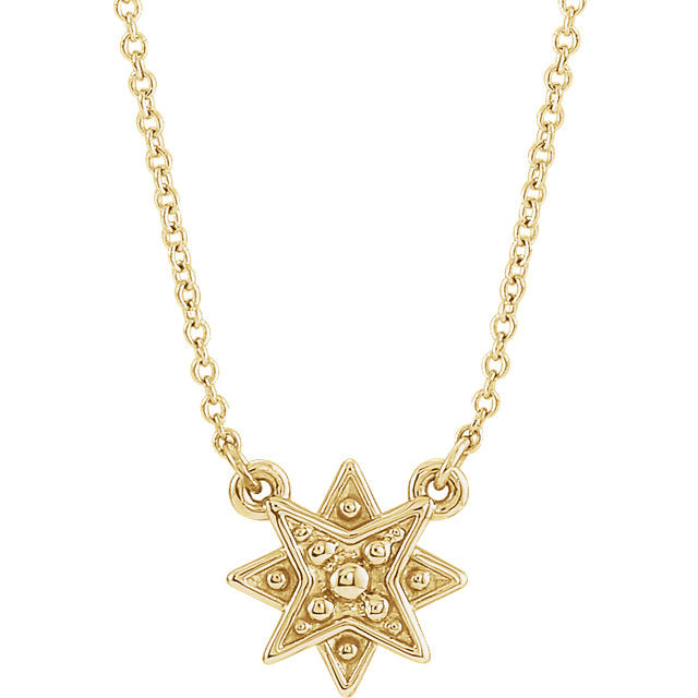 Star Necklace -- 16-18" Adjustable 14KT Gold / Rose,14KT Gold / White,14KT Gold / Yellow,Sterling Silver / Silver