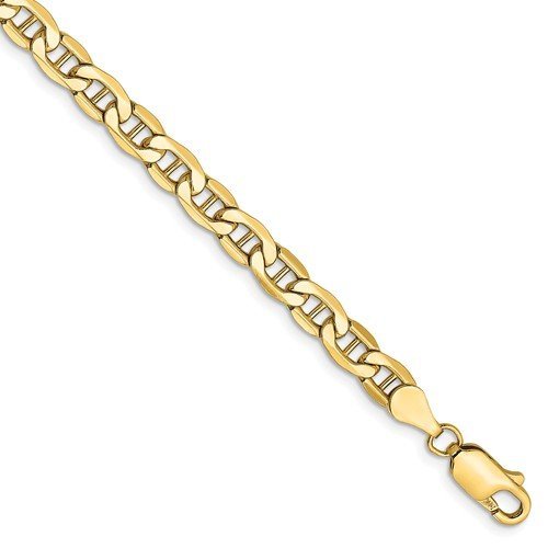 14KT Yellow Gold 4.75MM Semi Solid Anchor Chain Bracelet 7 Inch,8 Inch