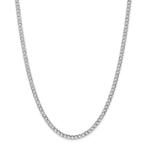 14KT GOLD 4.3MM SEMI SOLID CURB CHAIN NECKLACE - 4 LENGTHS & 2 COLORS 16 Inch / White,18 Inch / White,20 Inch / White,24 Inch / White
