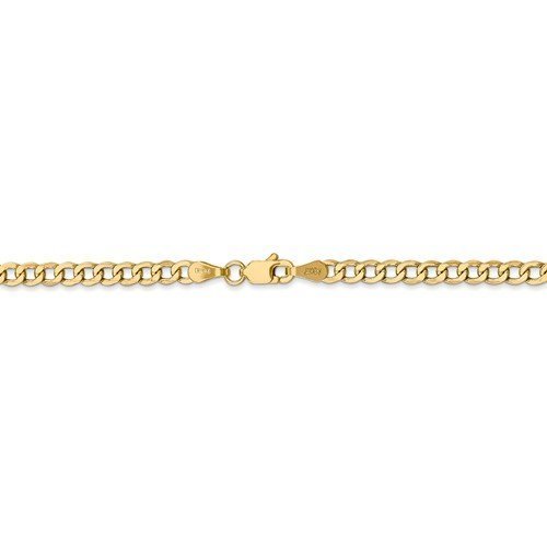14KT Gold 3.35MM Semi Solid Curb Chain Bracelet 7 Inch / White,7 Inch / Yellow,8 Inch / White,8 Inch / Yellow,9 Inch / White,9 Inch / Yellow
