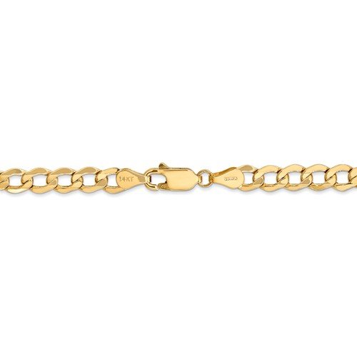 14KT Gold 5.25MM Semi Solid Curb Chain Necklace - 4 Lengths 16 Inch / White,16 Inch / Yellow,18 Inch / White,18 Inch / Yellow,24 Inch / White,24 Inch / Yellow,20 Inch / White,20 Inch / Yellow
