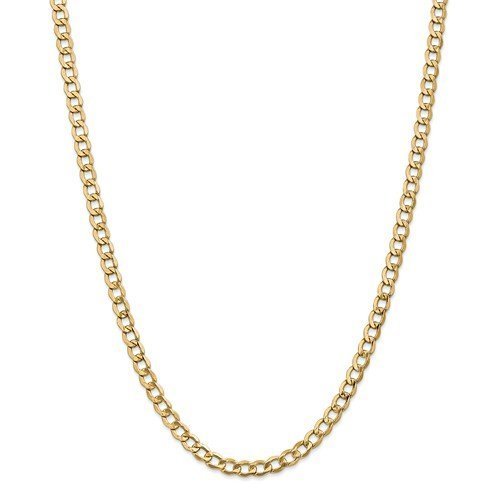 14KT Gold 5.25MM Semi Solid Curb Chain Necklace - 4 Lengths 16 Inch / Yellow,18 Inch / Yellow,24 Inch / Yellow,20 Inch / Yellow