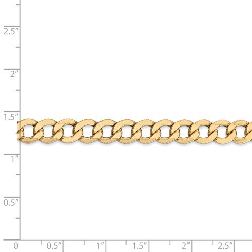 14KT Yellow Gold 7MM Semi Solid Curb Chain Necklace - 4 Lengths 18 Inch,20 Inch,24 Inch,26 Inch