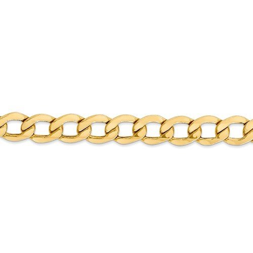14KT Yellow Gold 8MM Semi Solid Curb Chain Necklace - 4 Lengths 18 Inch,20 Inch,24 Inch,26 Inch