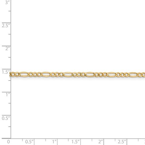 14KT YELLOW GOLD 2.5MM SEMI-SOLID FIGARO 10" ANKLET