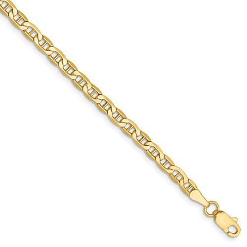 14KT Yellow Gold 3.2MM Semi-Solid Anchor Link Anklet