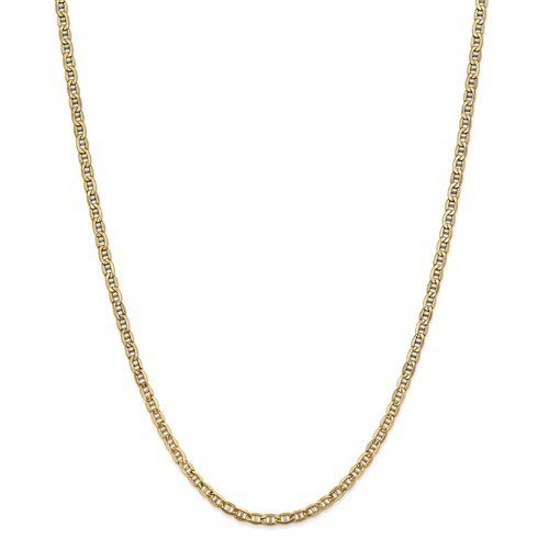 14KT Yellow Gold 3.2MM Semi Solid Anchor Chain Necklace - 4 Lengths 16 Inch,18 Inch,20 Inch,24 Inch