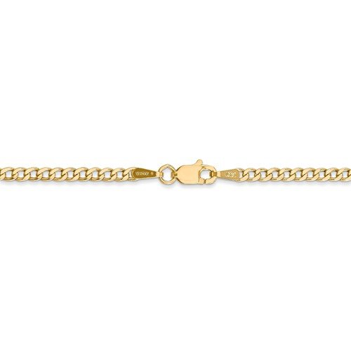 14KT YELLOW GOLD 2.2MM SEMI-SOLID CURB LINK ANKLET