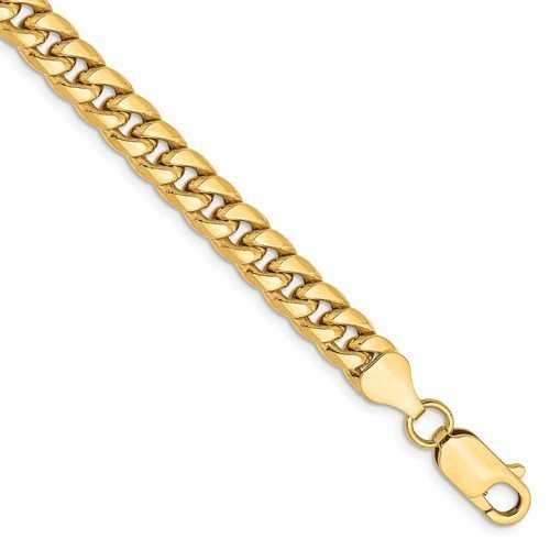 14K Gold 6mm Curb Chain Bracelet Gold Chain Bracelet Cuban 