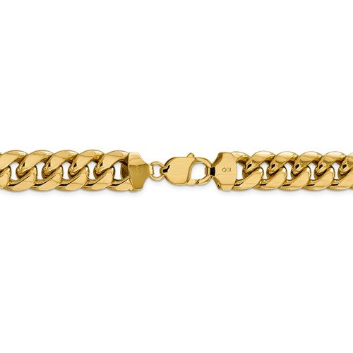 14KT Yellow Gold 13.2MM Semi Solid Miami Cuban Chain - 3 Lengths 24 Inch,26 Inch,30 Inch