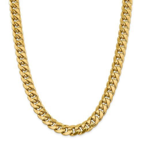 14KT Yellow Gold 13.2MM Semi Solid Miami Cuban Chain - 3 Lengths 24 Inch,26 Inch,30 Inch