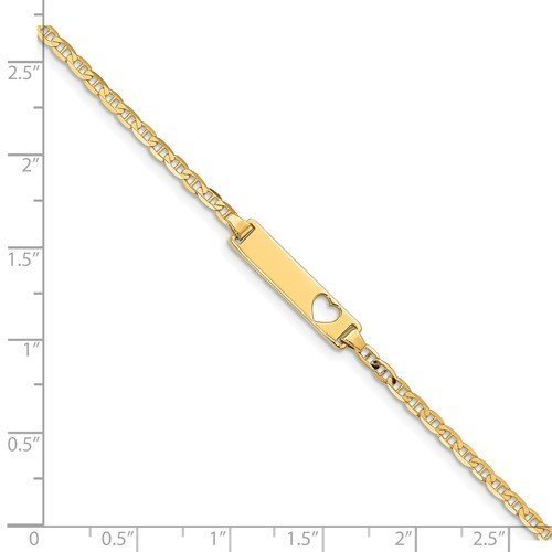 14KT Yellow Gold Anchor Link Children's ID Bracelet 5.5 Inch,6 Inch