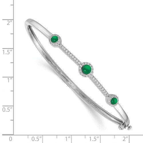 14KT White Gold 0.94 CTW Emerald & 0.25 CTW Diamond Bangle Bracelet