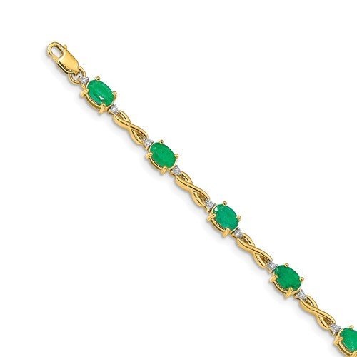14KT Gold 4.50 CTW Emerald & .27 CTW Diamond Infinity Bracelet Yellow