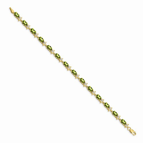 14KT Yellow Gold 7 CTW Peridot & .11 CTW Diamond Floral Bracelet