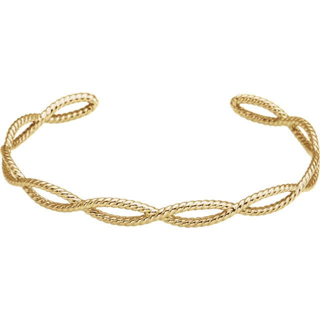 Rope Cuff Bangle Bracelet 14KT Gold / Yellow