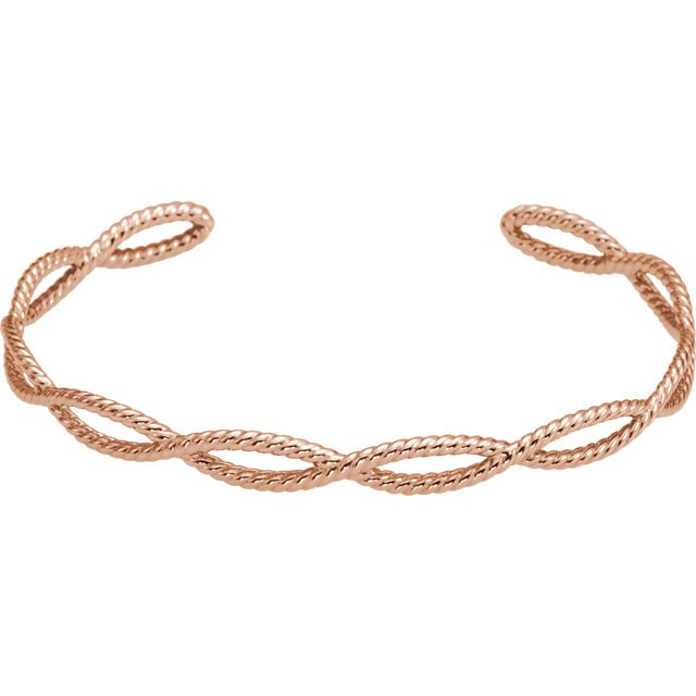 Rope Cuff Bangle Bracelet 14KT Gold / Rose