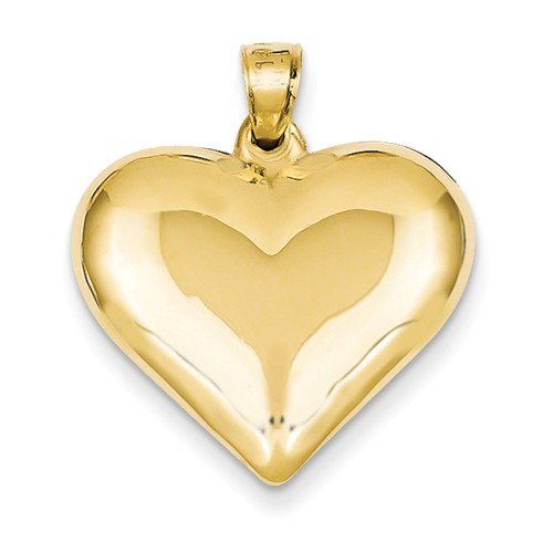 14KT Yellow Gold 3-D Hollow Puffed Heart Charm