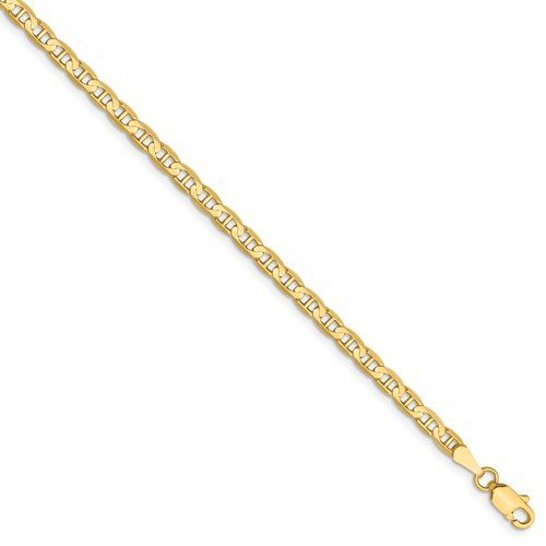 14Kt Yellow Gold 3MM Concave Anchor Chain Anklet