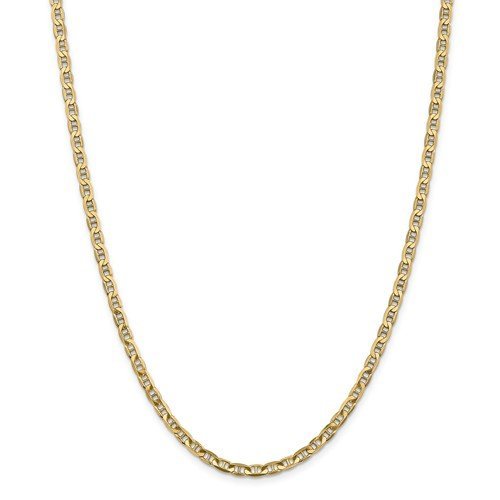14KT Yellow Gold 3.75MM Concave Anchor Chain Necklace - 5 Lengths 16 Inch,18 Inch,20 Inch,24 Inch,22 Inch