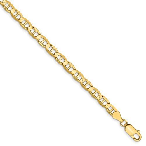 14kt Gold 4.5mm Solid Concave Anchor Chain Bracelet -  2 Colors & Lengths 7 Inch / Yellow,8 Inch / Yellow