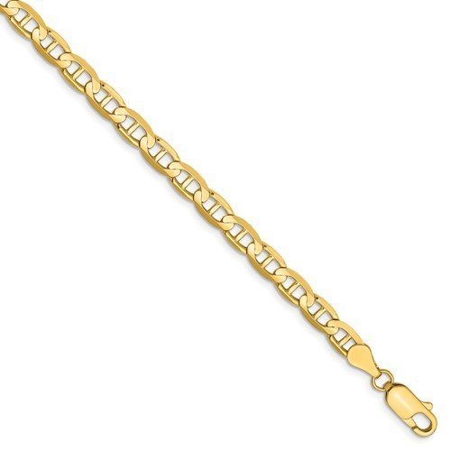 14KT GOLD 4.5MM SOLID CONCAVE ANCHOR CHAIN BRACELET- 2 LENGTHS & COLORS 7 Inch / White,7 Inch / Yellow,8 Inch / White,8 Inch / Yellow