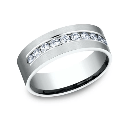 MEN'S 14KT WHITE GOLD 0.72 CTW CHANNEL SET DIAMOND BAND 8,8.5,9,9.5,10,10.5,11,11.5,12,12.5,13