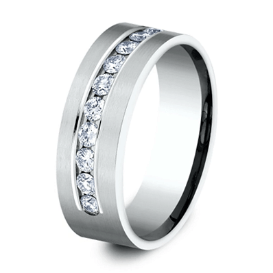 MEN'S 14KT WHITE GOLD 0.72 CTW CHANNEL SET DIAMOND BAND 8,8.5,9,9.5,10,10.5,11,11.5,12,12.5,13