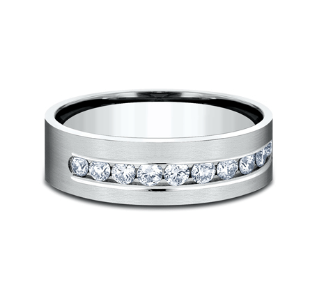 MEN'S 14KT WHITE GOLD 0.72 CTW CHANNEL SET DIAMOND BAND 8,8.5,9,9.5,10,10.5,11,11.5,12,12.5,13