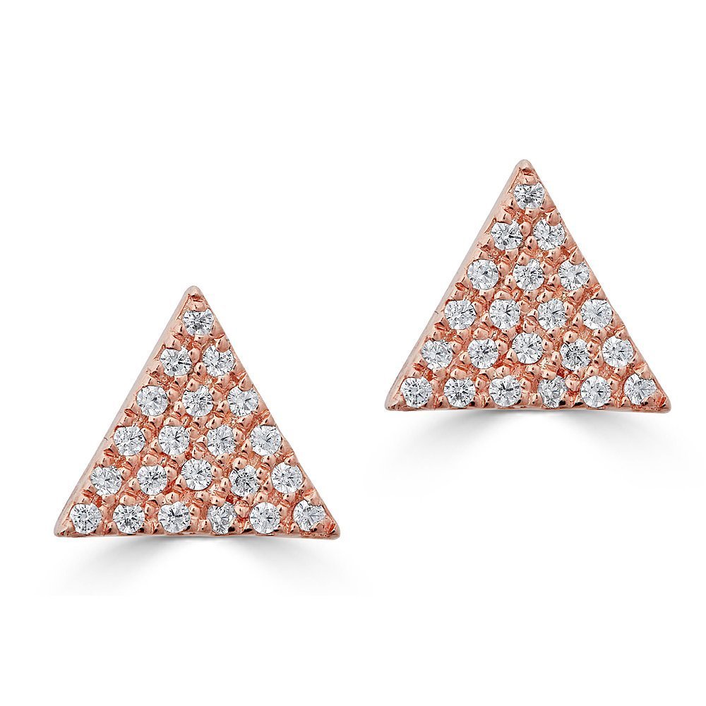 14KT GOLD 1/10 CTW DIAMOND PAVE TRIANGLE EARRINGS Rose