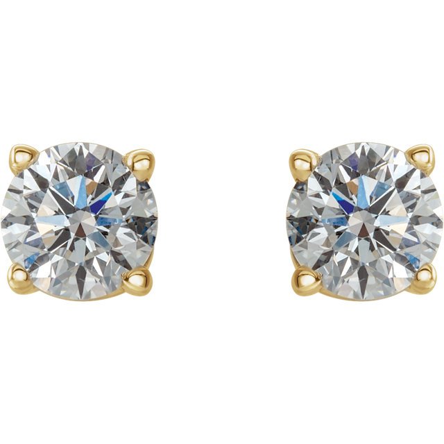14KT Yellow Gold 4MM Round Cubic Zirconia Earrings