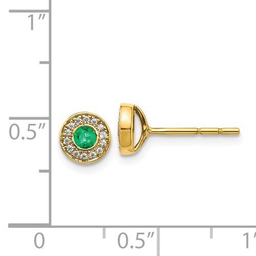 14KT Yellow Gold 0.21 CTW Emerald & 0.09 CTW Diamond Halo Earrings