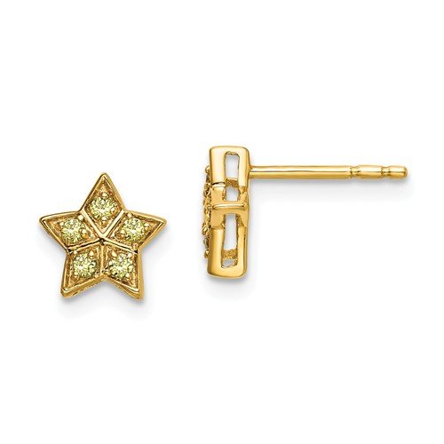 14KT YELLOW GOLD 0.20 CTW YELLOW SAPPHIRE STAR EARRINGS