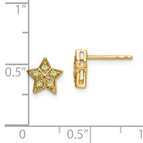 14KT YELLOW GOLD 0.20 CTW YELLOW SAPPHIRE STAR EARRINGS