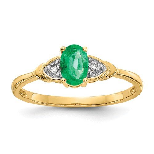 14KT DIAMOND AND EMERALD 3 STONE STYLE RING 4 / Yellow,4.5 / Yellow,5 / Yellow,5.5 / Yellow,6 / Yellow,6.5 / Yellow,7 / Yellow,7.5 / Yellow,8 / Yellow,8.5 / Yellow,9 / Yellow