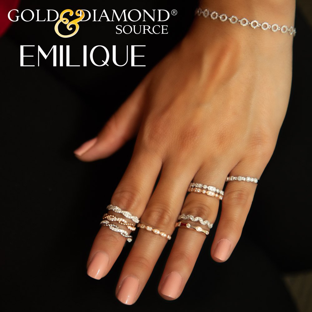Emilique 14KT Gold .80 CTW Diamond Outline Circle Bracelet Rose,White,Yellow