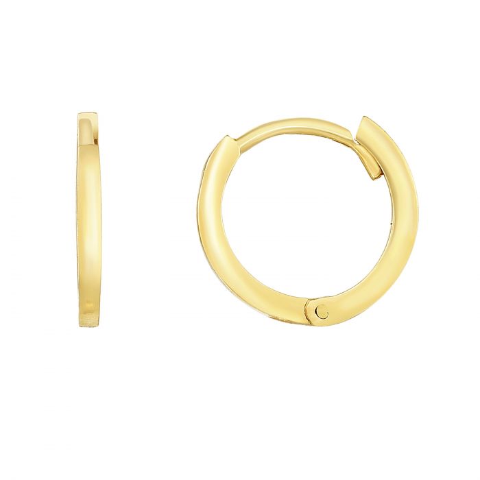 EMILIQUE 14KT YELLLOW GOLD THIN POLISHED HUGGIE EARRINGS