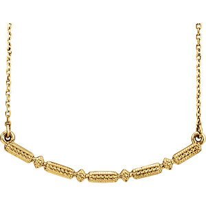 14KT Gold Beaded Bar 16-18" Necklace Yellow Gold
