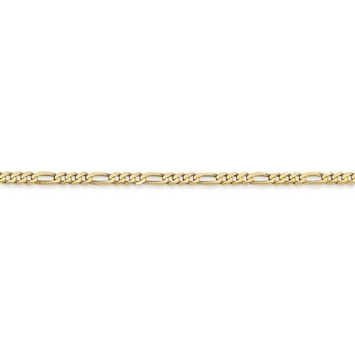 14KT Gold 2.25MM Flat Figaro Chain Necklace - 4 Lengths 16 Inch / White,16 Inch / Yellow,18 Inch / White,18 Inch / Yellow,20 Inch / White,20 Inch / Yellow,24 Inch / White,24 Inch / Yellow